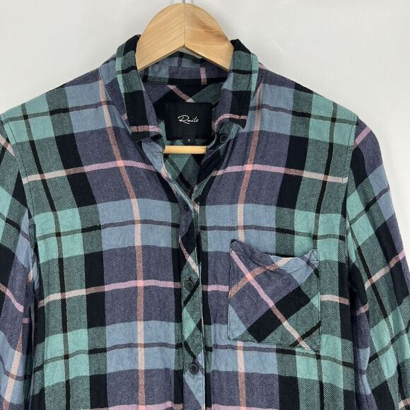 Rails Shirt Size Small Womens Teal Navy Pink Hunter Button Up Plaid Flannel - Picture 2 of 8